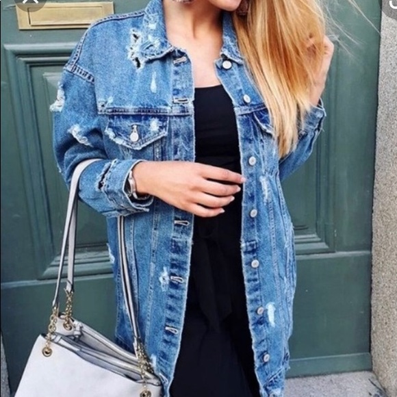 Zara Jackets & Coats Zara Oversized Ripped Jeans Jacket Poshmark